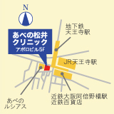 【地図】地下鉄御堂筋線・谷町線・JR線の天王寺駅より駅直結、アポロビル5階です。